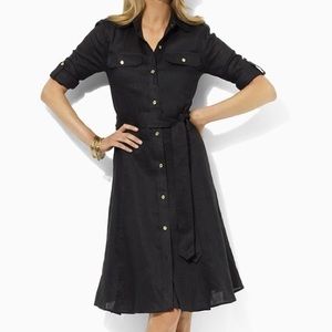 Black Linen Ralph Lauren Shirt Dress